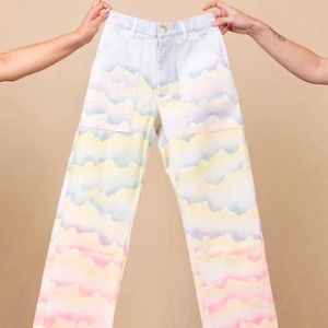 Big Bud Press Airbrushed Rainbow & Clouds Work Pants 🌈☁️ / Size S